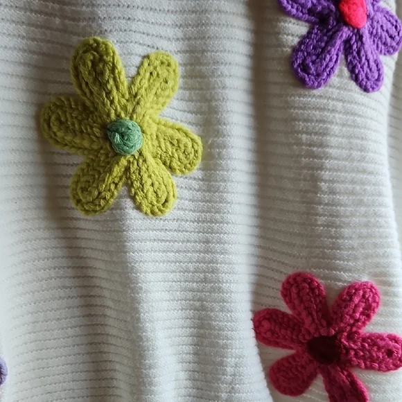 Eesome Cream Sweater with Colorful Embroidered Floral Accents - Picture 3 of 10